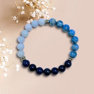 Apatite/Chalcedony/Lapis Lazuli Bracelet